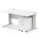 Impulse 1400 x 800mm Straight Desk White Top Silver Cable Managed Leg with 2 Drawer Mobile Pedestal Bundle