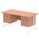 Impulse 1600 x 800mm Straight Desk Beech Top White Cantilever Leg 2 x 2 Drawer Fixed Pedestal