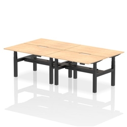 Air Back-to-Back 1400 x 800mm Height Adjustable 4 Person Bench Desk Maple Top with Scalloped Edge Black Frame