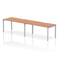 Single Silver Frame Bench Desk 1600 Beech (2 Pod)
