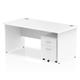 Impulse 1600 x 800mm Straight Desk White Top Panel End Leg with 2 Drawer Mobile Pedestal