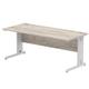 Impulse 1800 x 800mm Straight Desk Grey Oak Top Silver Cable Managed Leg