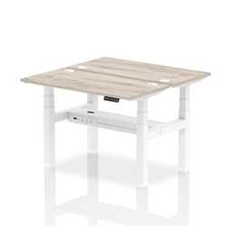 Air Back-to-Back 1200 x 600mm Height Adjustable 2 Person Bench Desk Grey Oak Top CP White Frame