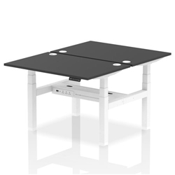 Air Back-to-Back 1200 x 800mm Height Adjustable 2 Person Bench Desk Black Top CP White Frame