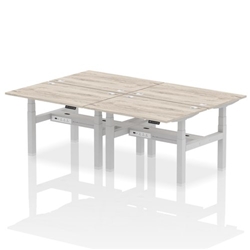 Air Back-to-Back 1200 x 800mm Height Adjustable 4 Person Bench Desk Grey Oak Top CP Silver Frame