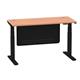 Air 1400 x 600mm Height Adjustable Desk Beech Top Cable Ports Black Leg With Black Steel Modesty Panel