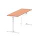 Air 1800 x 600mm Height Adjustable Desk Beech Top Cable Ports White Leg With White Steel Modesty Panel