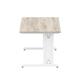 Impulse 1400 x 800mm Straight Desk Grey Oak Top White Cable Managed Leg 