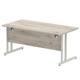 Impulse 1600 x 800mm Straight Desk Grey Oak Top Silver Cantilever Leg