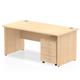 Impulse 1200 x 800mm Straight Desk Maple Top Panel End Leg with 3 Drawer Mobile Pedestal Bundle