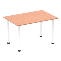 Impulse 1200mm Straight Table Beech Top White Post Leg