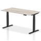 Air 1600 x 800mm Height Adjustable Desk Grey Oak Top Black Leg