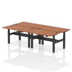 Air Back-to-Back 1400 x 800mm Height Adjustable 4 Person Bench Desk Walnut Top CP Black Frame