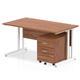 Impulse 1400 x 800mm Straight Desk Walnut Top White Cantilever Leg with 2 Drawer Mobile Pedestal Bundle