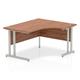 Impulse 1400mm Right Crescent Desk Walnut Top Silver Cantilever Leg
