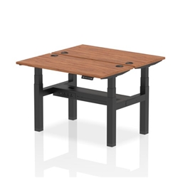 Air Back-to-Back 1200 x 600mm Height Adjustable 2 Person Bench Desk Walnut Top CP Black Frame