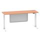 Air 1800 x 600mm Height Adjustable Desk Beech Top Cable Ports White Leg With White Steel Modesty Panel