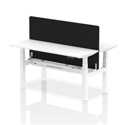 Air Back-to-Back 1600 x 600mm Height Adjustable 2 Person Bench Desk White Top CP White Frame with Black Straight Screen