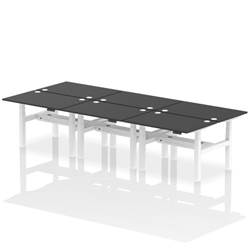 Air Back-to-Back 1200 x 800mm Height Adjustable 6 Person Bench Desk Black Top CP White Frame