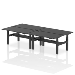 Air Back-to-Back 1600 x 800mm Height Adjustable 4 Person Bench Desk Black Top CP Black Frame