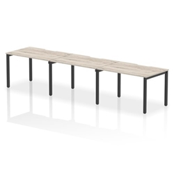 Evolve Plus 1200mm Single Row 3 Person Office Bench Desk Grey Oak Top Black Frame