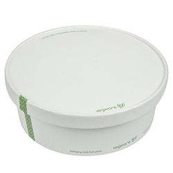 Vegware 185-Series Compostable Bon Appetit Wide PLA-lined Paper Food Bowl Lid (300 Pack)