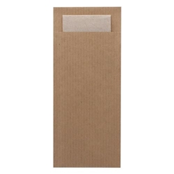Europochette Classic Size Kraft Brown Cutlery Pouch with Kraft 2ply Napkin (500 pack)