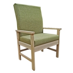 On ward high back chair in blue vinyl