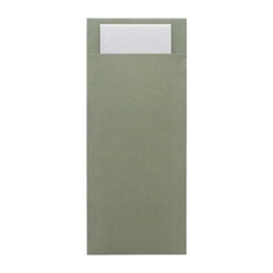 Europochette Classic Size Sage Green Cutlery Pouch with White 2ply Napkin (500 pack)