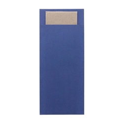 Europochette Classic Size Marine Blue Cutlery Pouch with Kraft 2ply Napkin (500 pack)