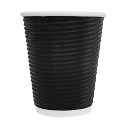 Fiesta Recyclable Coffee Cups Ripple Wall Black 340ml / 12oz (500 Pack)