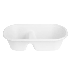 Fiesta Compostable Bagasse Oval 2-Compartment Container 900ml (100 Pack)