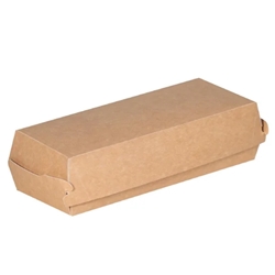 Notpla 8"x3" Clamshell Hot Dog Boxes - Kraft (350 Pack)