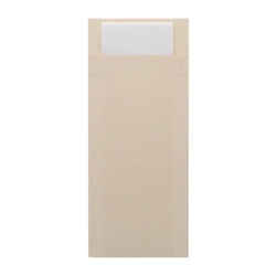 Europochette Classic Size Cream Cutlery Pouch with White 2ply Napkin (500 pack)