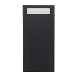 Europochette Extra Size Black Cutlery Pouch with White Airlaid Napkin (200 pack)