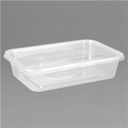 Fiesta Recyclable Plastic Microwavable Containers with Lid Small 500ml (250 Pack)
