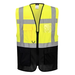 C476 - Warsaw Hi-Vis Contrast Executive Vest Yellow/Navy - Small
