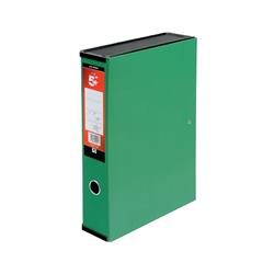  5 Star Office Box File 75mm Spine Lock Spring Foolscap Green Pack 5