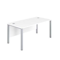 1800X600 Goal Post Rectangular Desk White-Silver Ref GP1860RECWHSV