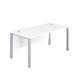 1800X600 Goal Post Rectangular Desk White-Silver Ref GP1860RECWHSV