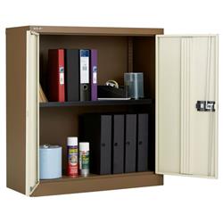 Trexus Two Door Steel Storage Cupboard 914x400x1000mm Coffee/Cream Ref E402A01-av5av6