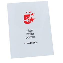 5 Star Office Binding Covers 250gsm Plain A4 Gloss White [Pack 100]