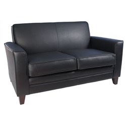 Newport Black Leather  2 Seater Sofa N3562