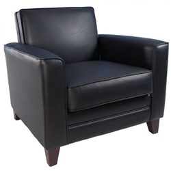 Newport Black Leather Faced Armchair N3561