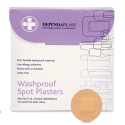 Dependaplast washproof spot plasters 2.2cm box of 100 - SN (P)