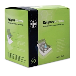 Relipore Xtreme Adhesive Dresing Pads Sterile 8cm x 16cm Box of 50