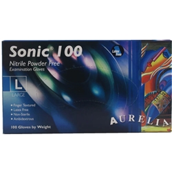 Aurelia Sonic 100 Large Blue Nitrile Powder-Free Examination Gloves - Non Sterile - (100)