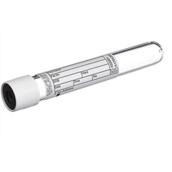 Vacuette 9ml No addv pushCap tube, 16x100mm white cap/black ring sterile- Qty50