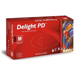 Aurelia® Delight Clear PD® - Powdered Vinyl Examination Gloves - M - x100