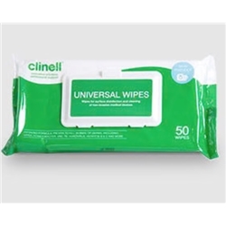 Clinell Universal Wipes Adhesive Back Pack of 50